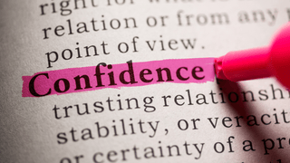 The word "Confidence" highlighted in pink