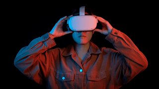 Woman wearing VR headset