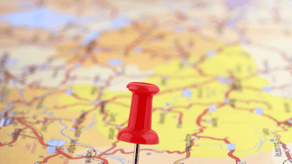 Destination pinned on map