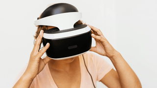 Woman wearing VR headset