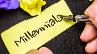 "Millennials" written on colorful background