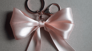 Pink coquette bow keychain