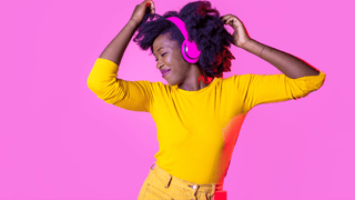 Woman listening to fun music