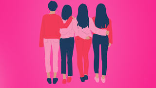 Girls trip image in pink tones