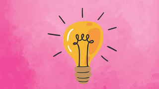 Light bulb graphic on pink background