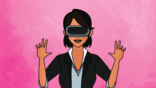 Woman wearing VR headset