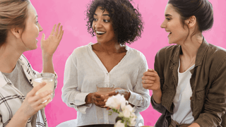 Women talking and smiling