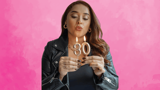 Woman celebrating her 30th birthday