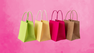 Shopping bags in a variety of colors