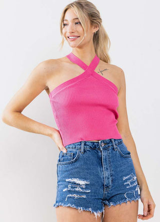 Ribbed Cross-Over Halter