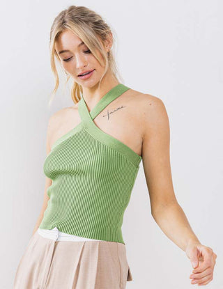 Ribbed Cross-Over Halter