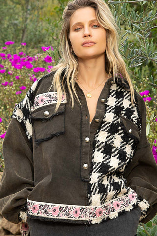 Funky Floral Houndstooth Shacket