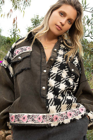 Funky Floral Houndstooth Shacket