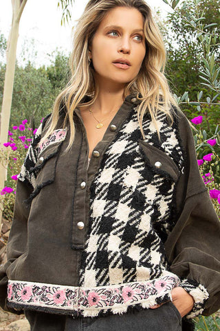 Funky Floral Houndstooth Shacket