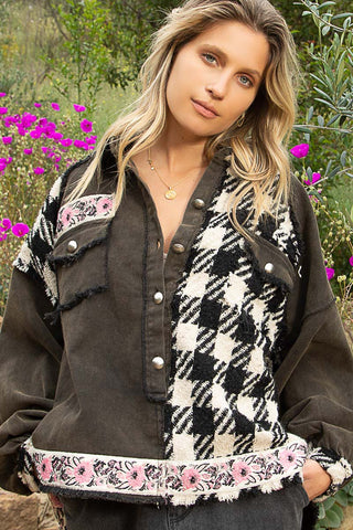 Funky Floral Houndstooth Shacket