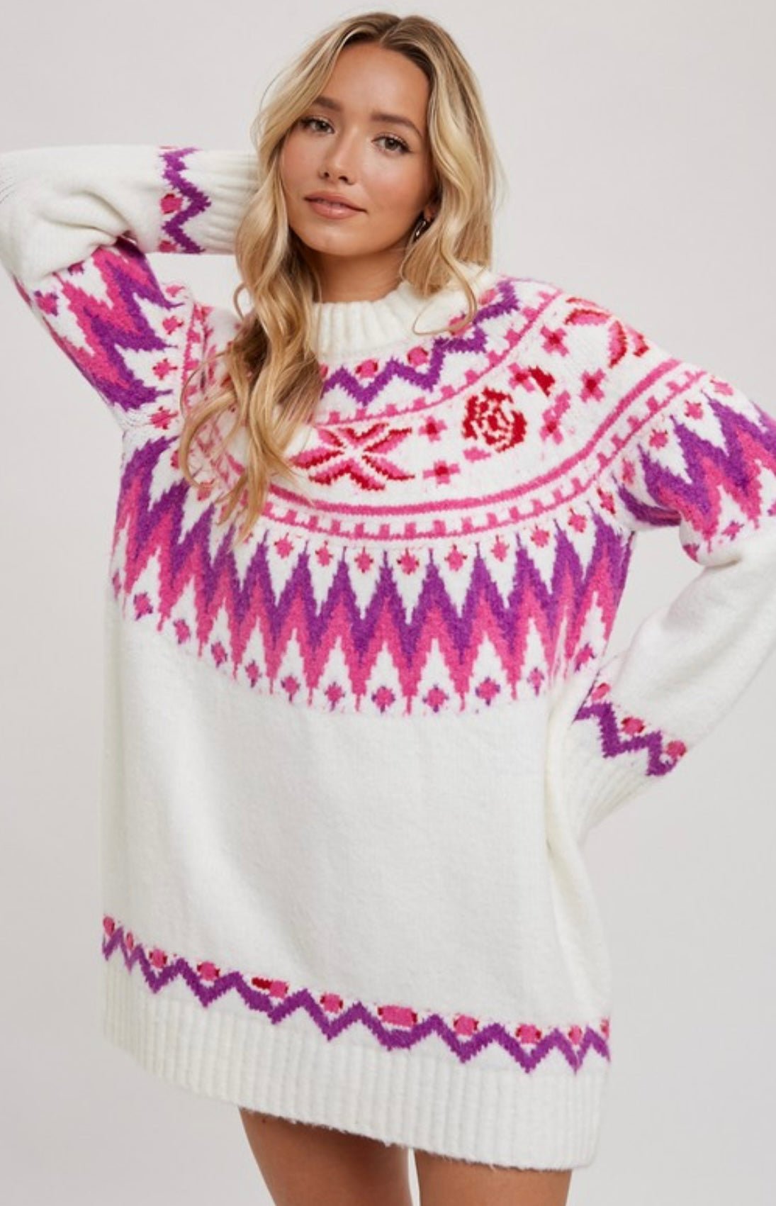 Cozy Fair Isle Sweater Dress M/L