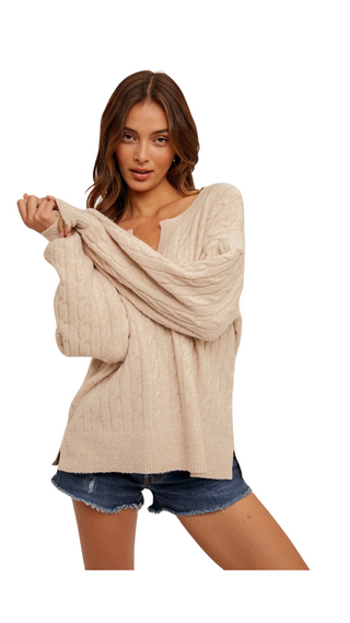 Relaxed Cable Knit Pullover
