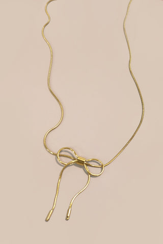 Cutesy Gold Bow Necklace
