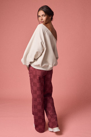 Cherry Darling Off-the-Shoulder Sweatshirt