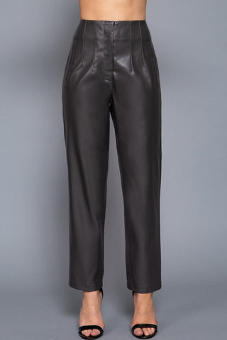 Dark Charcoal Grey Faux Leather Pants