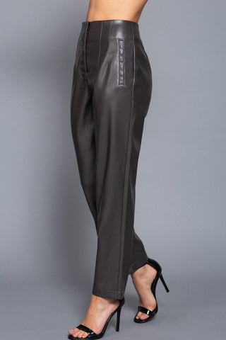 Dark Charcoal Grey Faux Leather Pants