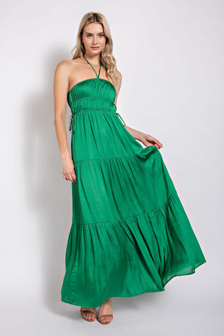 Green Goddess Halter Dress