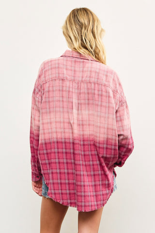 Pink Lemonade Plaid Button-Up