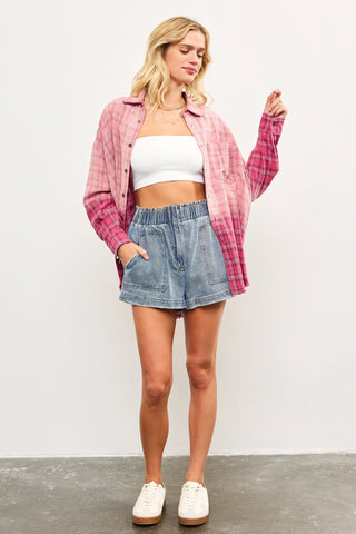 Pink Lemonade Plaid Button-Up